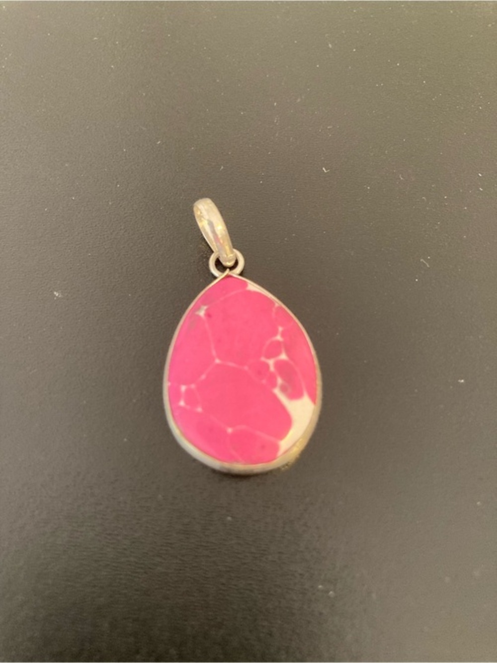 Sterling Silver Teardrop Pink Stone Pendant